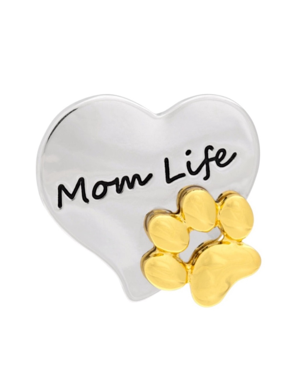 NEW GREATER GOOD NETWORK GOLD PAW PRINT “MOM LIFE” SILVER HEART PIN, BROOCH